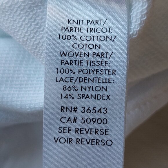 Calvin Klein White Long Sleeve Top Lace V-neck Insert & Sheer Layered Hem Sz XL - Picture 9 of 10